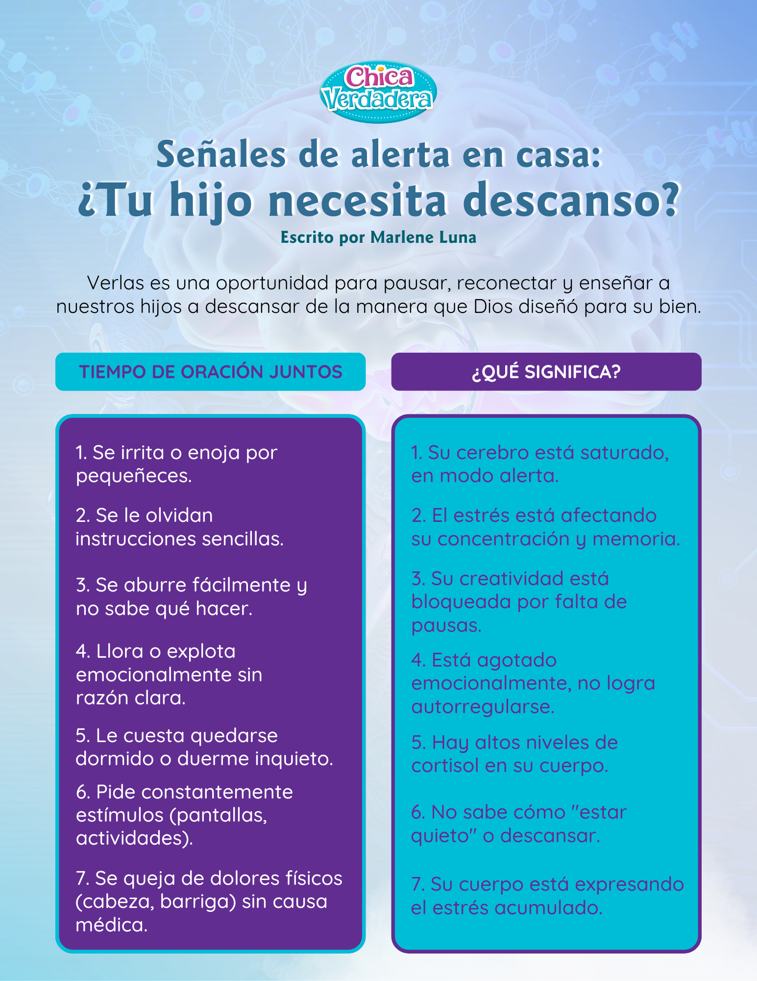 Señales de alerta en casa, tu hijo necesita descaso, chica verdadera